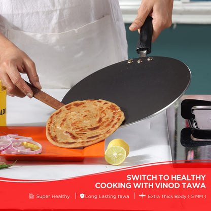 Vinod Zest Non-Stick Induction Compatible Concave Tawa Griddle, 9.5"
