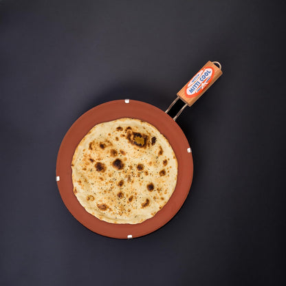 MITTI Mitti Clay Tawa 9-Inch | Classic Handmade Clay Tawa with Handle, Perfect Roti Making, Indian Kitchen Tool, Mitti ka Tawa, Mitti ke Bartan