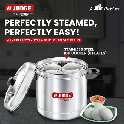 Judge by Prestige Stainless Steel Idli Cooker with 6 Plates,1.5 Liters