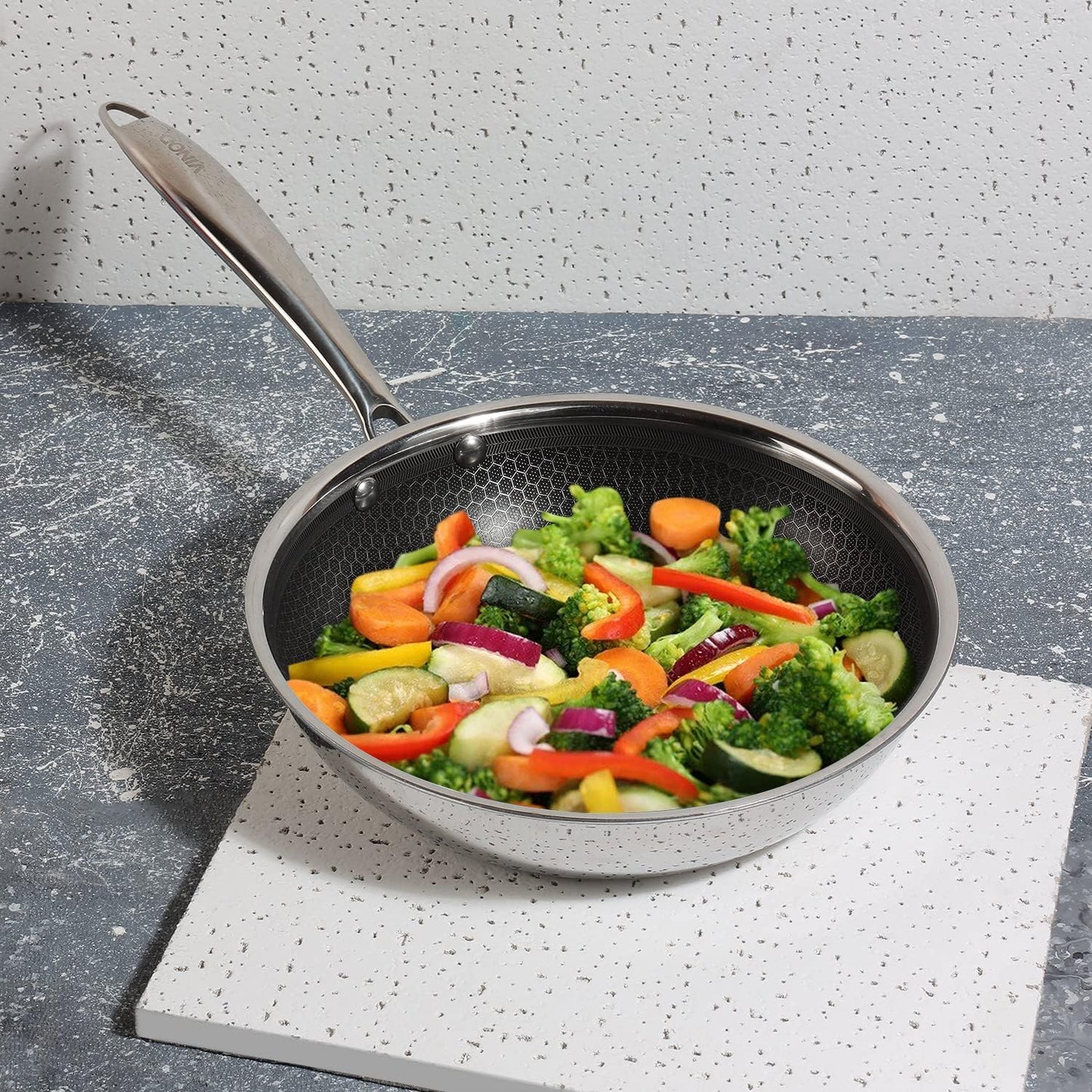 Vinod Platinum Triply Stainless Steel X FRYPAN 24 cm(Induction Friendly)