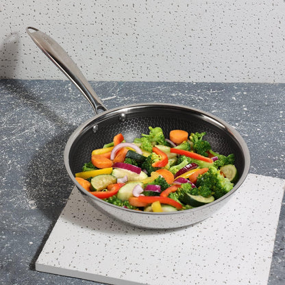 Vinod Platinum Triply Stainless Steel X FRYPAN 24 cm(Induction Friendly)