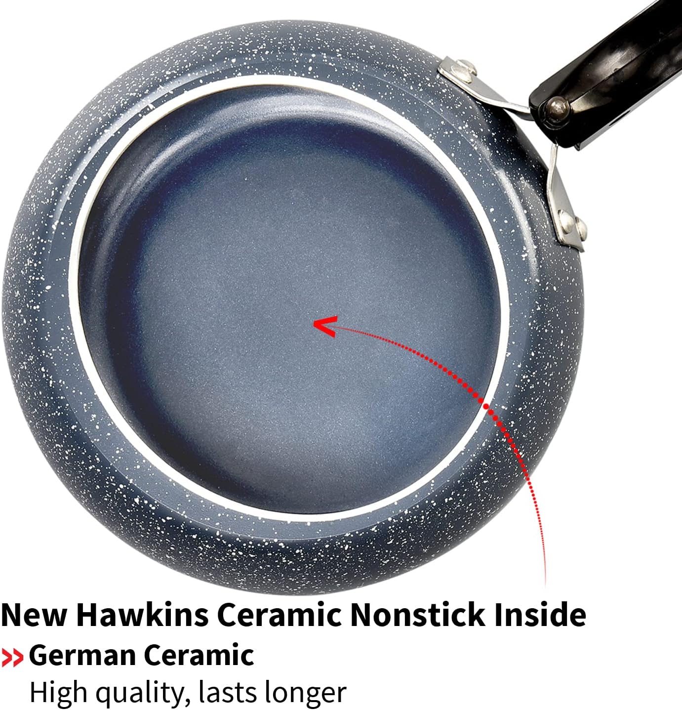 Hawkins 3 Litre Ceramic Nonstick Pressure Cooker, Induction Inner Lid Cooker, Granite Contura shaped Cooker, Best Cooker, Blue (ICC30)