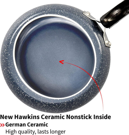 Hawkins 3 Litre Ceramic Nonstick Pressure Cooker, Induction Inner Lid Cooker, Granite Contura shaped Cooker, Best Cooker, Blue (ICC30)