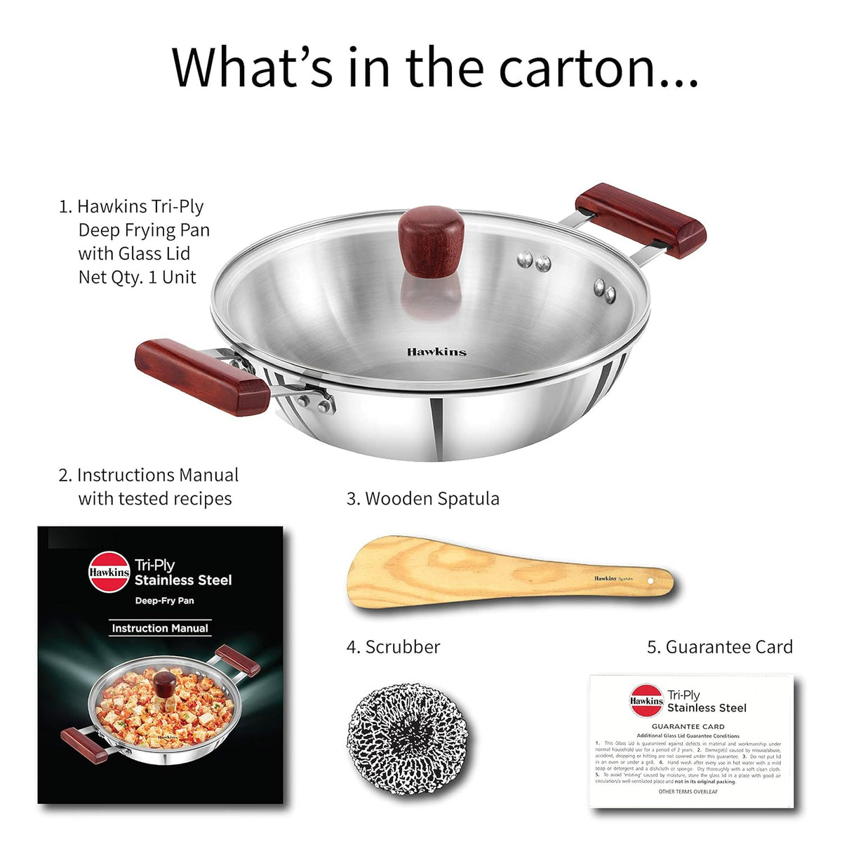 Hawkins Futura Stainless Steel Deep Fry Pan with Steel Lid, 2.5 Litre Capactiy