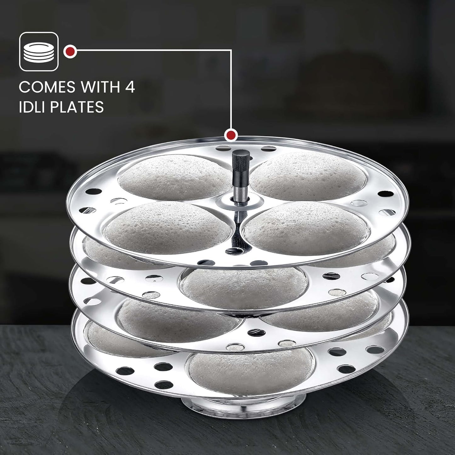 Judge by Prestige Stainless Steel Idli Cooker with 4 Plates,1 Liters