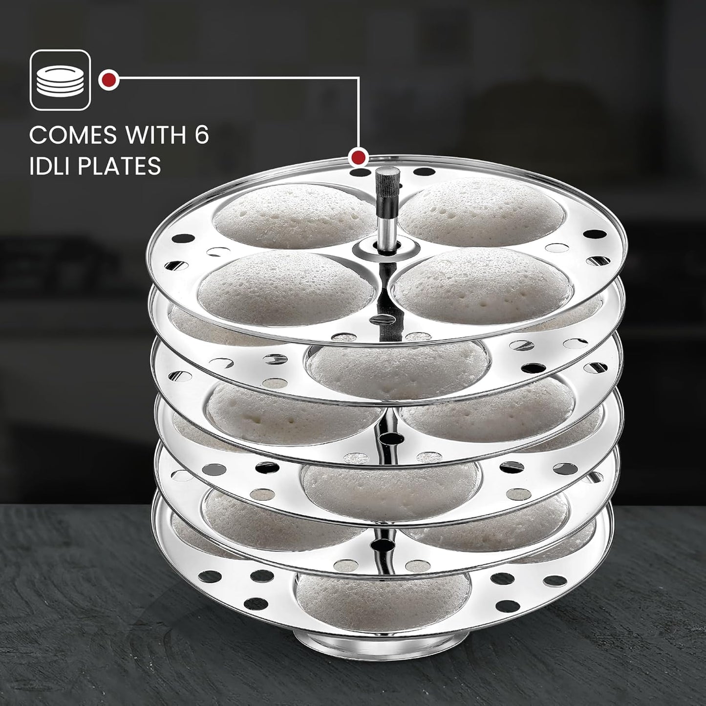 Judge by Prestige Stainless Steel Idli Cooker with 6 Plates,1.5 Liters