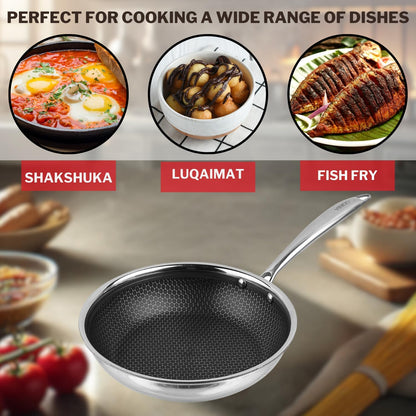 Vinod Platinum Triply Stainless Steel X FRYPAN 20 cm(Induction Friendly)