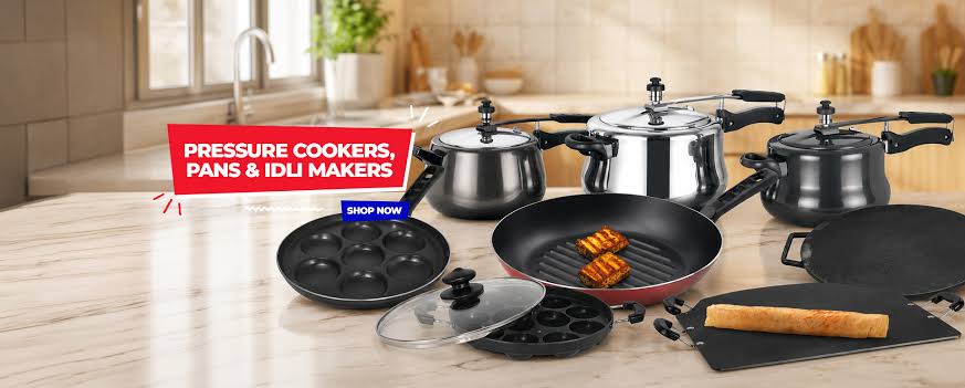 Shop pressure cookers, pans and idli makers online at ORAA