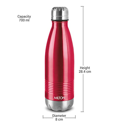 Milton Duo DLX 750 Thermosteel 24 Hours Hot and Cold Water Bottle, 1 Piece, 700 ml, Maroon | Leak Proof | Office Bottle | Gym | Home | Kitchen | Hiking | Trekking | Travel Bottle | Red