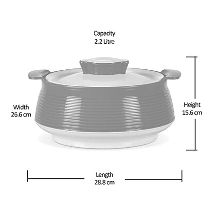 Milton Venice 2500 Insulated Inner Stainless Steel Casserole, 2.2 Litres, Grey | BPA Free | Food Grade | Easy to Carry | Easy to Store | Ideal For Chapatti | Roti | Curd Maker