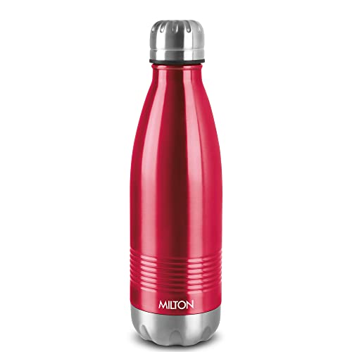 Milton Duo DLX 750 Thermosteel 24 Hours Hot and Cold Water Bottle, 1 Piece, 700 ml, Maroon | Leak Proof | Office Bottle | Gym | Home | Kitchen | Hiking | Trekking | Travel Bottle | Red