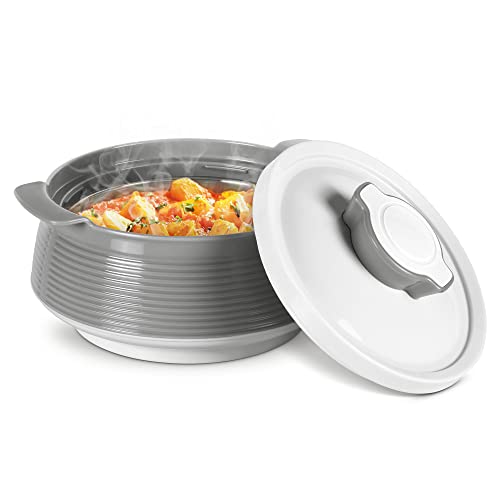 Milton Venice 2500 Insulated Inner Stainless Steel Casserole, 2.2 Litres, Grey | BPA Free | Food Grade | Easy to Carry | Easy to Store | Ideal For Chapatti | Roti | Curd Maker