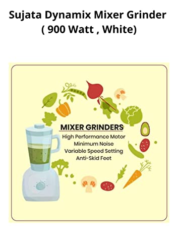 Sujata Dynamix DX Mixer Grinder, 900W, 3 Jars (White,Plastic) - Indian Plug