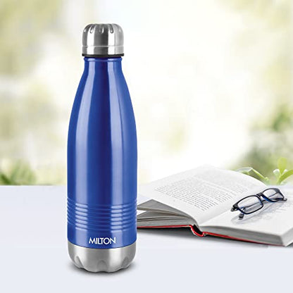 Milton Duo DLX 750 Thermosteel 24 Hours Hot and Cold Water Bottle, 1 Piece, 700 ml, Blue | Leak Proof | Office Bottle | Gym | Home | Kitchen | Hiking | Trekking | Travel Bottle