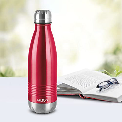 Milton Duo DLX 750 Thermosteel 24 Hours Hot and Cold Water Bottle, 1 Piece, 700 ml, Maroon | Leak Proof | Office Bottle | Gym | Home | Kitchen | Hiking | Trekking | Travel Bottle | Red