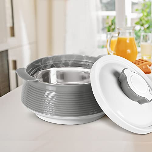 Milton Venice 2500 Insulated Inner Stainless Steel Casserole, 2.2 Litres, Grey | BPA Free | Food Grade | Easy to Carry | Easy to Store | Ideal For Chapatti | Roti | Curd Maker