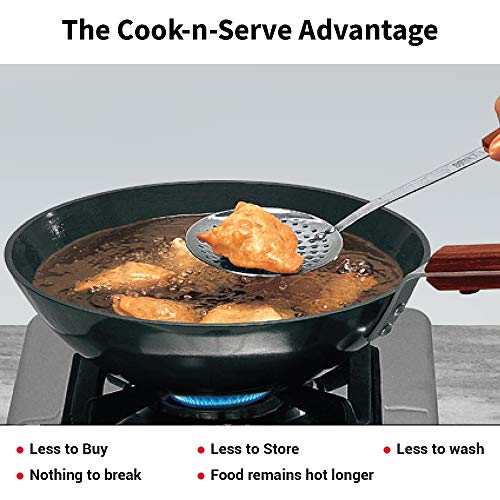 Futura Hard Anodised Deep-Fry Pan(Kadhai) with Steel Lid and Flat Bottom