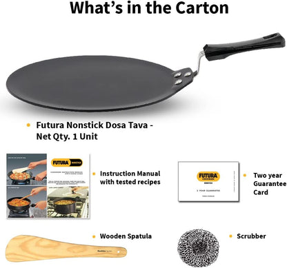 HAWKINS Futura 30 cm Dosa Tava, Nonstick Induction Dosa Tava, Black INDT30
