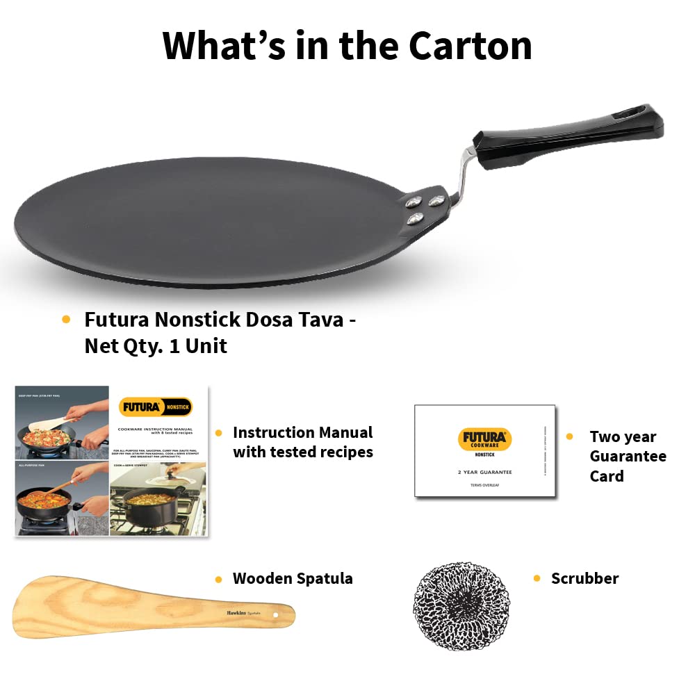 HAWKINS Futura 30 cm Dosa Tava, Nonstick Induction Dosa Tava, Black INDT30