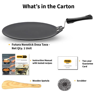 HAWKINS Futura 30 cm Dosa Tava, Nonstick Induction Dosa Tava, Black INDT30