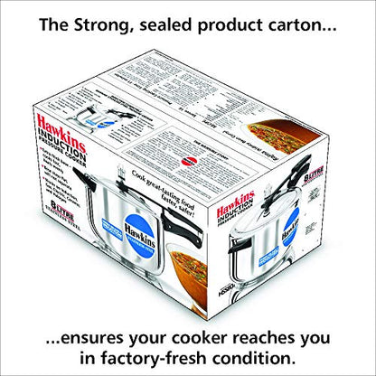 Hawkins Stainless Steel Pressure Cooker 8 Litres - Silver - induction Compatible - HSS80