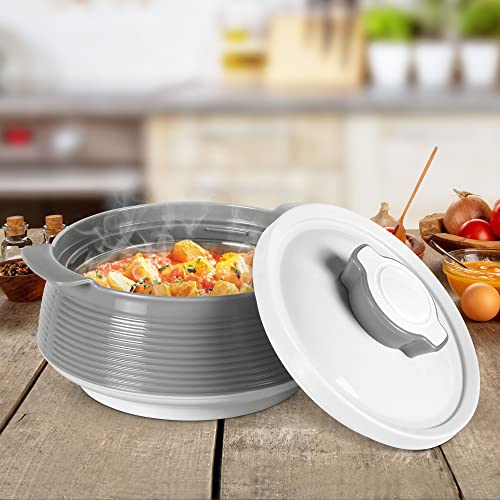 Milton Venice 2500 Insulated Inner Stainless Steel Casserole, 2.2 Litres, Grey | BPA Free | Food Grade | Easy to Carry | Easy to Store | Ideal For Chapatti | Roti | Curd Maker