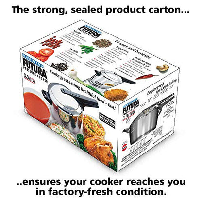 Hawkins Futura 5.5 Litre Inner Lid Pressure Cooker, Stainless Steel Cooker, Induction Cooker, Pan Cooker, Silver (FSS55)
