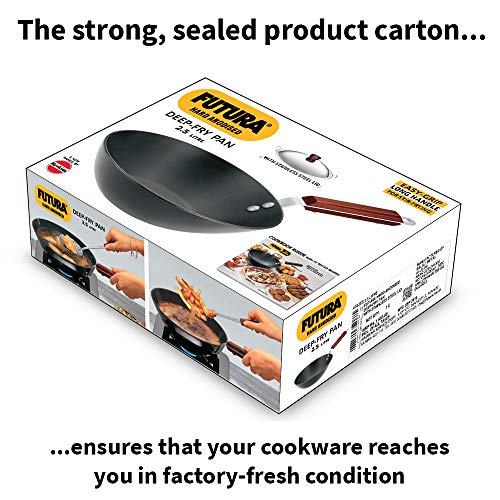 Futura Hard Anodised Deep-Fry Pan(Kadhai) with Steel Lid and Flat Bottom