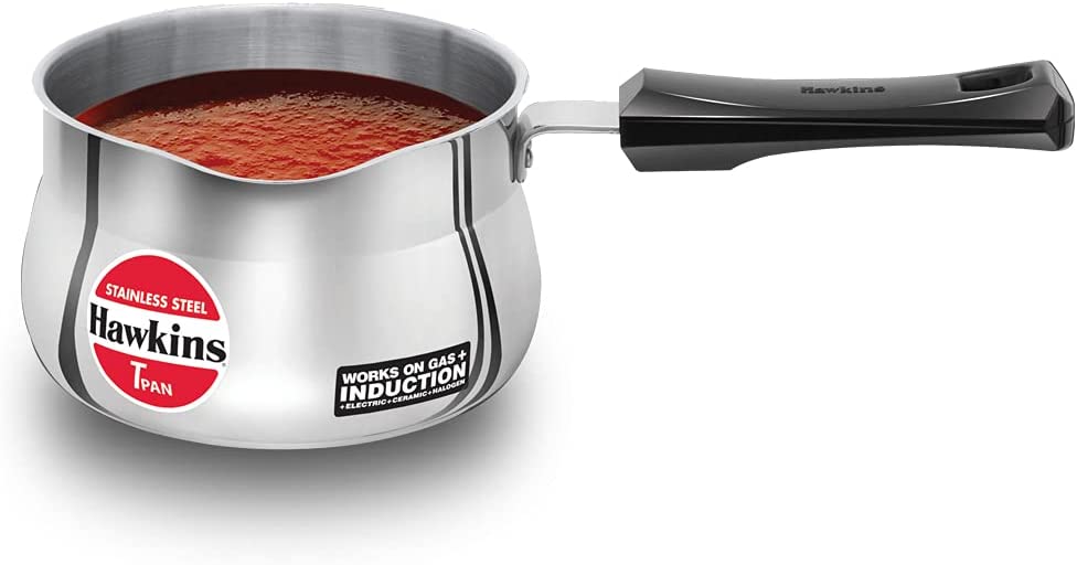 HAWKINS SST15 Stainless Steel TPan - Tea Pan - 1.5 litres - Works on Electric, Ceramic , Gas & Induction