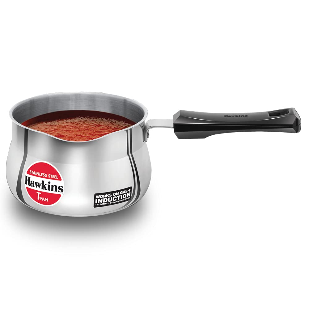 HAWKINS SST15 Stainless Steel TPan - Tea Pan - 1.5 litres - Works on Electric, Ceramic , Gas & Induction