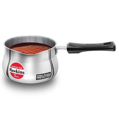 HAWKINS SST15 Stainless Steel TPan - Tea Pan - 1.5 litres - Works on Electric, Ceramic , Gas & Induction