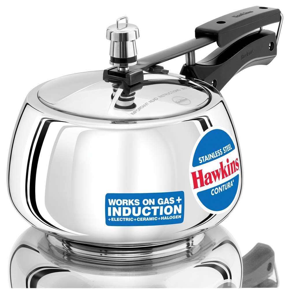 Hawkins Contura Stainless Steel Pressure Cooker, 3.0 Liter Capacity