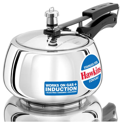 Hawkins Contura Stainless Steel Pressure Cooker, 3.0 Liter Capacity