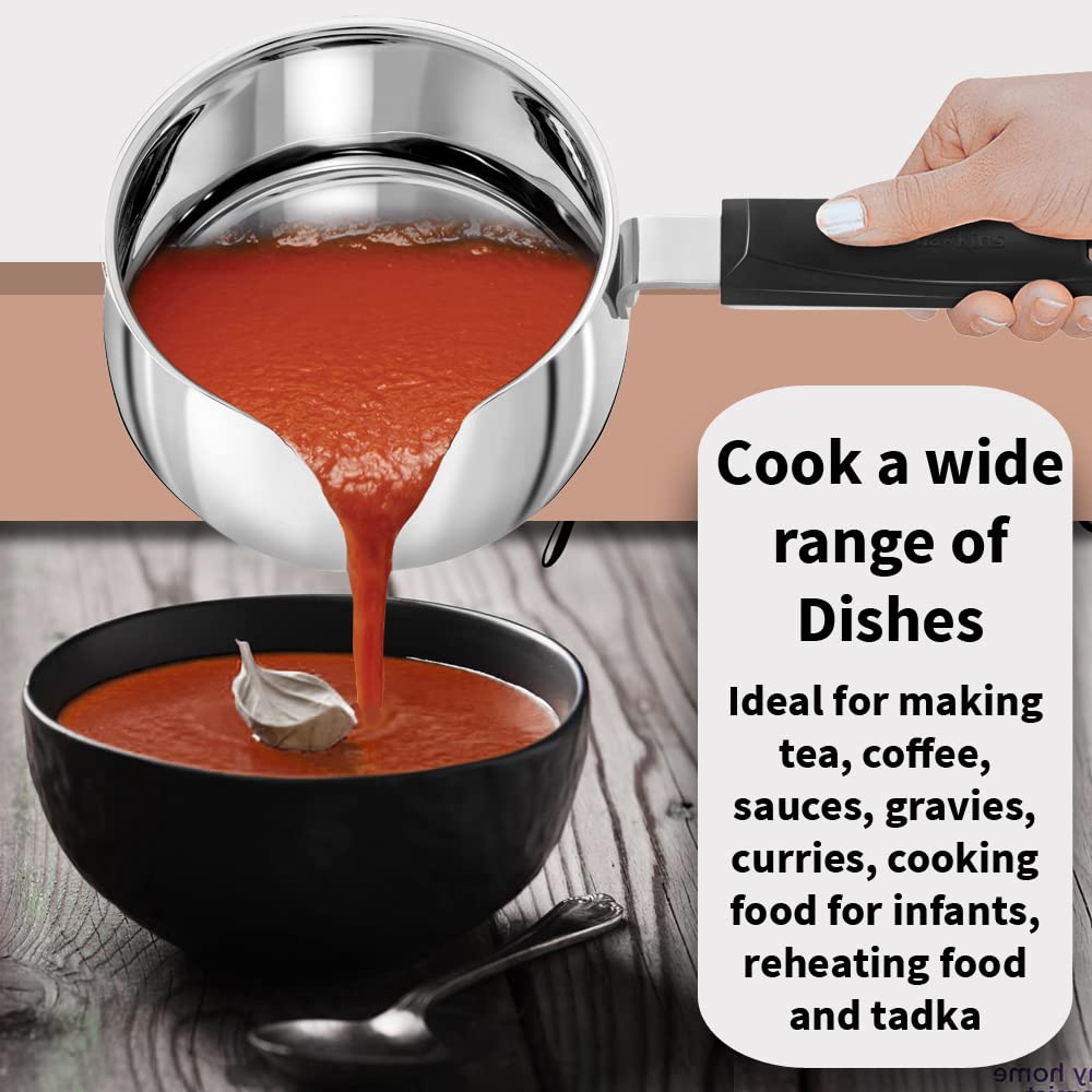 Hawkins Futura Steel Tea Pan with Glass Lid, 2.0 Litre Capactiy, Silver SST20G (Works on Gas & Induction)