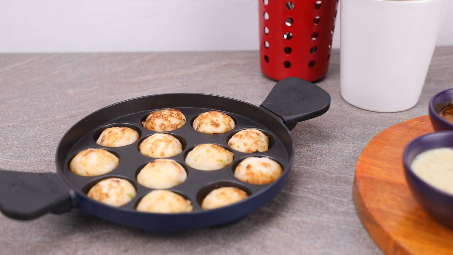 Vinod Nonstick Appam patra, Paniyaram 23cm with SS lid