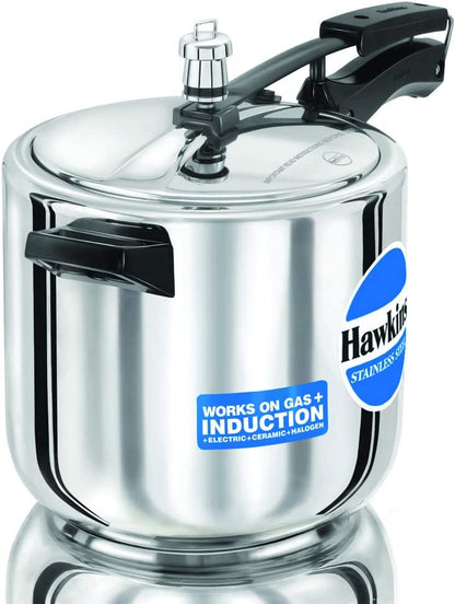 Hawkins Stainless Steel Pressure Cooker 6 Litres - Silver - Induction Compatible - HSS60