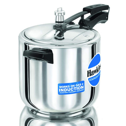 Hawkins Stainless Steel Pressure Cooker 6 Litres - Silver - Induction Compatible - HSS60