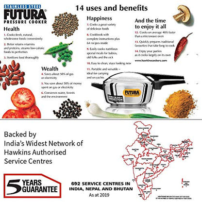 Hawkins Futura Stainless Steel 4L Inner Lid Pressure Cooker Induction compatible - FSS40