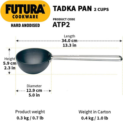 Futura Anodised Heating Pan, 4.72 in, Black