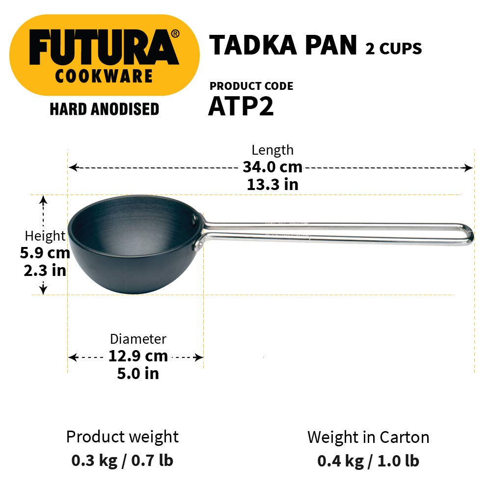 Futura Anodised Heating Pan, 4.72 in, Black