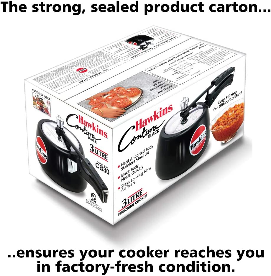 Hawkins Contura Hard Anodized Pressure Cooker 3 Litres - Black - CB30