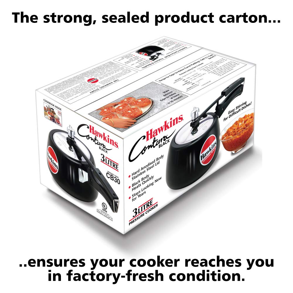 Hawkins Contura Hard Anodized Pressure Cooker 3 Litres - Black - CB30