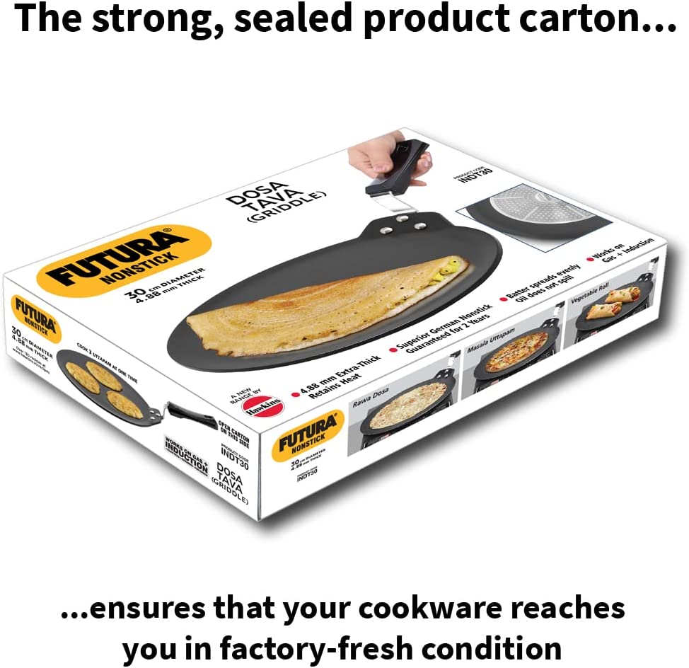 HAWKINS Futura 30 cm Dosa Tava, Nonstick Induction Dosa Tava, Black INDT30