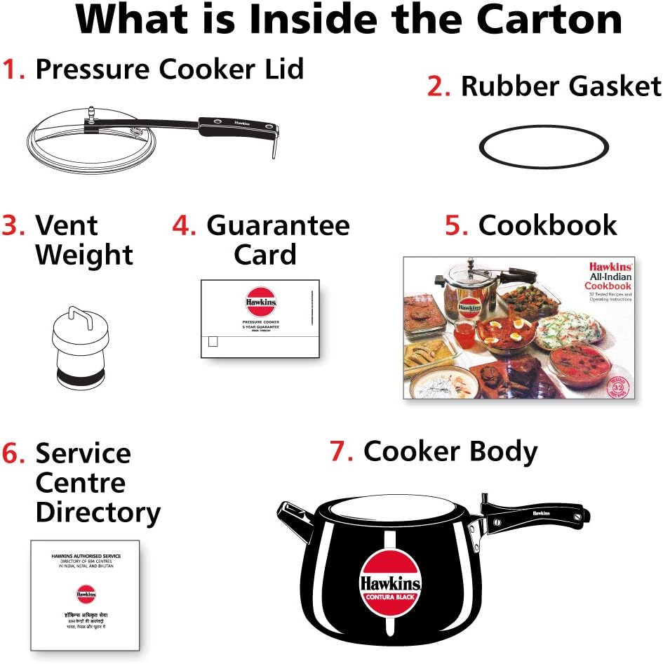 Hawkins Contura Hard Anodized Pressure Cooker, 4.0 Liter Capacity - CB40