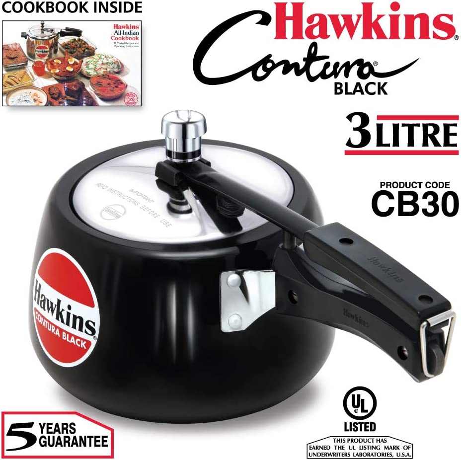 Hawkins Contura Hard Anodized Pressure Cooker 3 Litres - Black - CB30