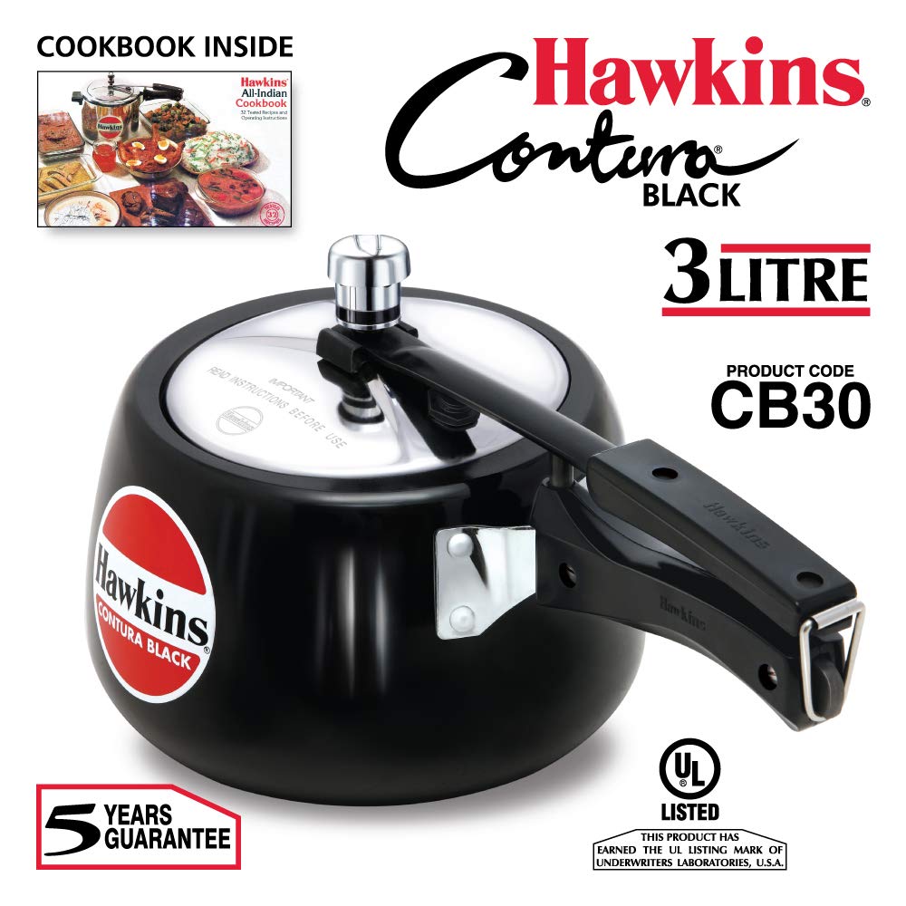 Hawkins Contura Hard Anodized Pressure Cooker 3 Litres - Black - CB30