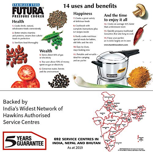 Hawkins Futura 5.5 Litre Inner Lid Pressure Cooker, Stainless Steel Cooker, Induction Cooker, Pan Cooker, Silver (FSS55)