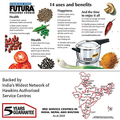 Hawkins Futura 5.5 Litre Inner Lid Pressure Cooker, Stainless Steel Cooker, Induction Cooker, Pan Cooker, Silver (FSS55)