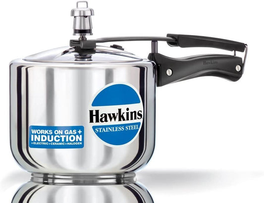Hawkins Stainless Steel Pressure Cooker 3 Litres - Silver - Tall - Induction Compatible -HSS3T