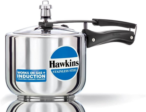 Hawkins Stainless Steel Pressure Cooker 3 Litres - Silver - Tall - Induction Compatible -HSS3T